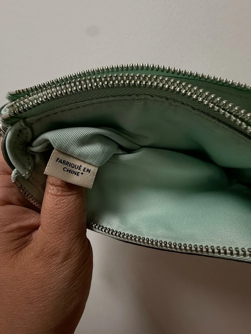 Y2K Coach Mint Green Pebbled Leather Wristlet